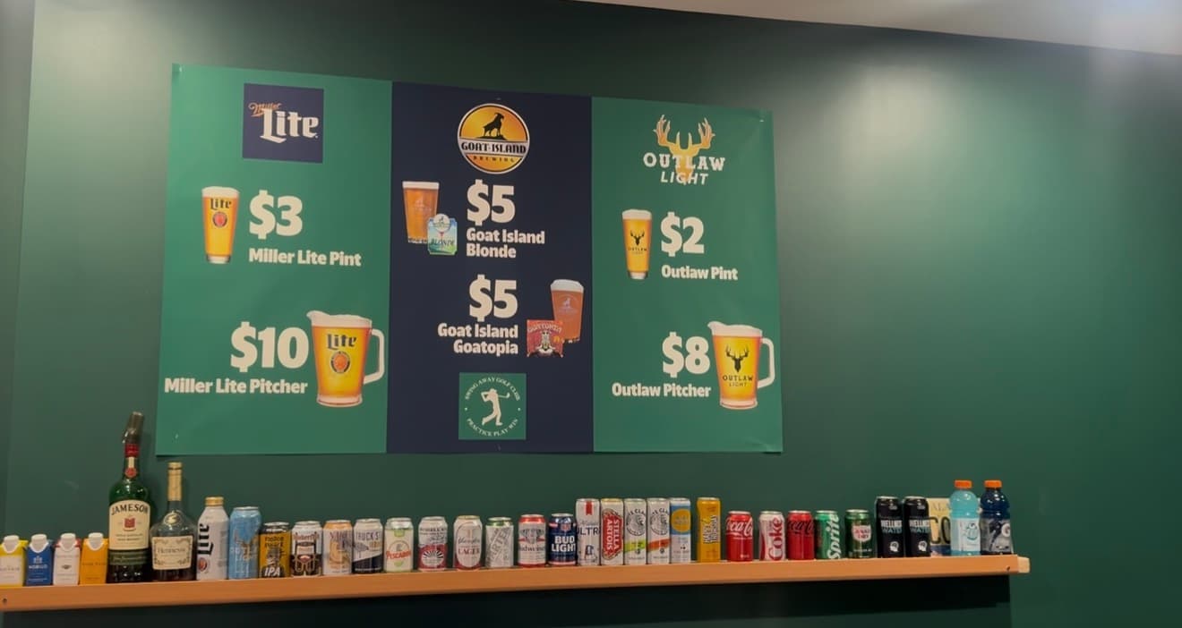 Swing Away Golf — $2 pints, $3 Miller Lites, craft beer and drink specials